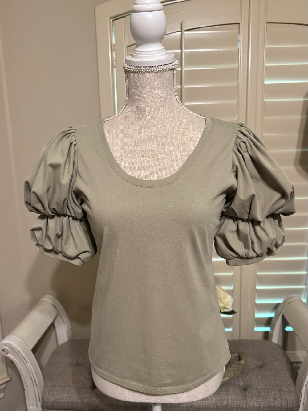 Express Puff Sleeve Top in Sage Green